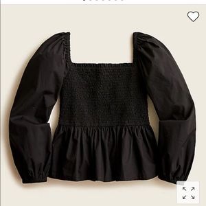 J Crew smocked puffy sleeve top NWT